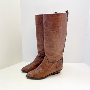 Casuccio & Scalera Croc Embossed Tall Boots Italy Size 8